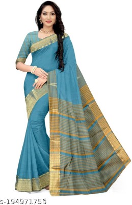 PRAMUKH Woven Assam Silk Pure Silk, Pure Cotton Saree(Light Blue)