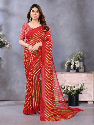 Dori Color Block Bollywood Georgette Saree(Red)