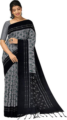Joyguru Textile Printed Sambalpuri Viscose Rayon Saree(Grey)