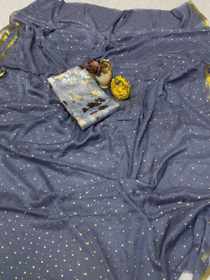 HouseOfCommon Embellished Bollywood Polyester Saree(Grey)