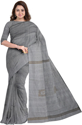 Paul Saree Solid/Plain Handloom Pure Cotton Saree(Grey)