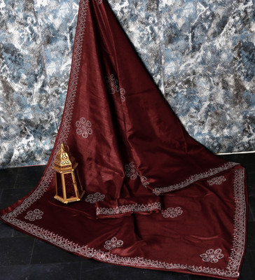 Aryavart Empire Solid/Plain Saree with Attached Blouse Georgette Saree(Maroon)