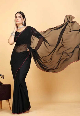 Mahadev Retail Shop Self Design Bollywood Georgette Saree(Black)