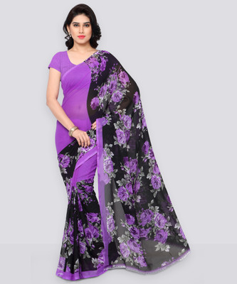 Anand Sarees Floral Print Daily Wear Georgette Saree(Purple)