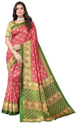 SVB Sarees Printed Assam Silk Art Silk Saree(Pink)