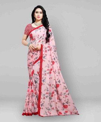 kashvi sarees Floral Print Daily Wear Georgette Saree(Pink)