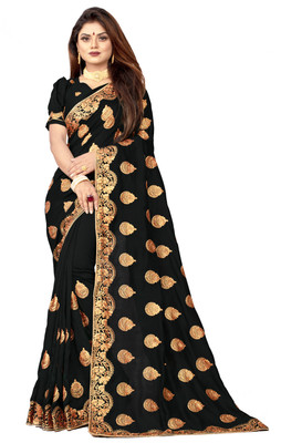 b bella creation Embroidered Bollywood Georgette Saree(Black)