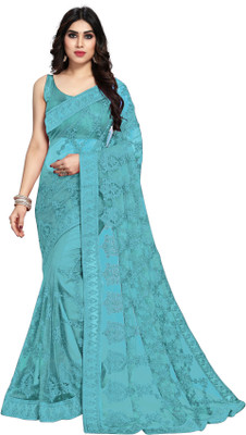 Sofisty Embroidered Bollywood Net Saree(Light Blue)