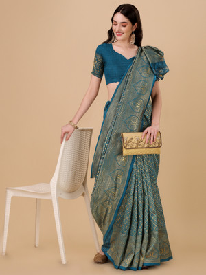 Miss Beelee Printed Banarasi Jacquard Saree(Light Green)