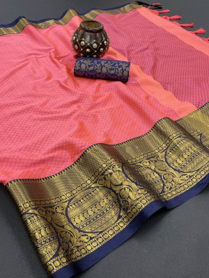 Miswa Printed Jamdani Cotton Silk, Pure Silk Saree(Pink)