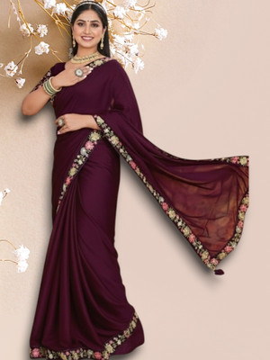 Shree Ambey Self Design Bollywood Georgette Saree(Purple)