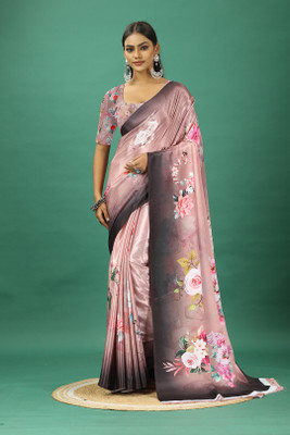A V M PRINTS Self Design Bollywood Crepe Saree(Pink)