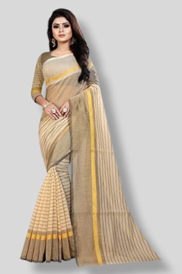 Sanwariya Silks Printed Bollywood Cotton Blend Saree(Beige)