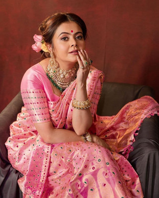 JATADHAR FAB Self Design Banarasi Jacquard Saree(Pink)