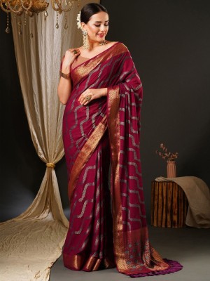 ANOUK Woven Kanjivaram Georgette Saree(Purple)