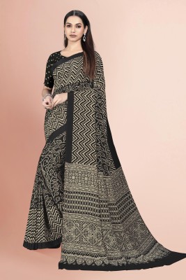 Vimla Printed Daily Wear Crepe Saree(Black)