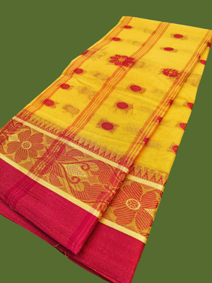 Maasaree Self Design Tant Pure Cotton Saree(Orange)