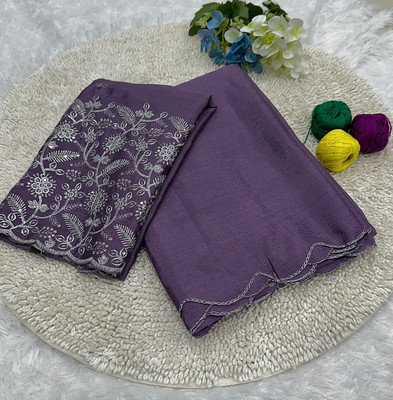Apnisha Solid/Plain Bollywood Chiffon Saree(Purple)
