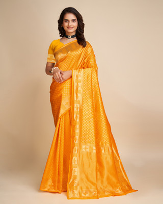 Divastri Woven Banarasi Silk Blend Saree(Yellow)