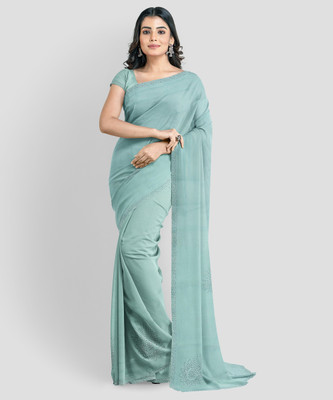Vedantu Embellished Bollywood Chiffon Saree(Blue)