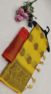 Kuwarika Self Design, Woven Kanjivaram Art Silk, Pure Cotton Saree(Yellow)