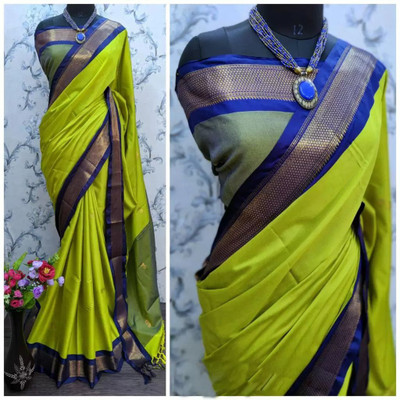 HouseOfCommon Temple Border Bollywood Cotton Silk Saree(Multicolor)