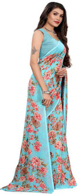Kanooda Prints Printed Daily Wear Georgette Saree(Green)