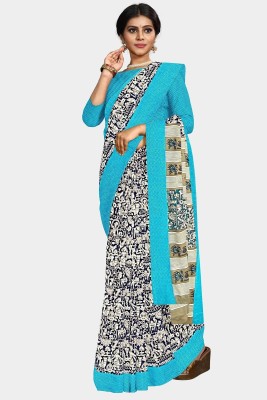 Vastra Bhandar Printed Madhubani Silk Blend Saree(Blue)