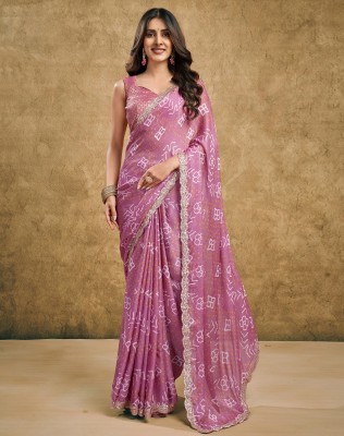 SIRIL Printed, Embellished Bollywood Georgette, Lace Saree(Pink)