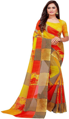 Saadhvi Printed Bollywood Georgette Saree(Yellow)