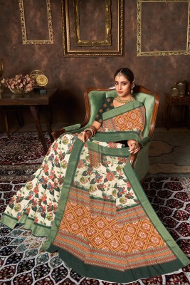 Virendra Textile Printed Daily Wear Linen Saree(Multicolor)