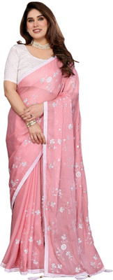 Shrinathji creation Embroidered Bollywood Chiffon Saree(Pink)