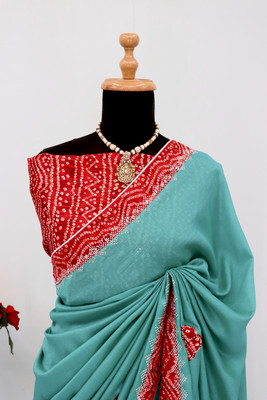 ZOYAL ENTERPRISE Printed Bollywood Silk Blend Saree(Light Blue)