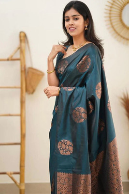 SHREE KSHETRAPAL CREATION Self Design Banarasi Pure Silk Saree(Light Green)