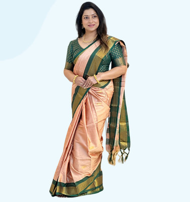 AS CREATION Self Design Kanjivaram Silk Blend Saree(Multicolor)