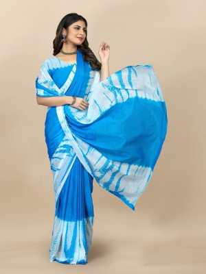 A To Z Cart Hand Painted Bollywood Satin Saree(Light Blue)