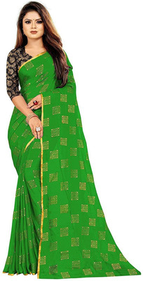 mamtasaree Printed Bollywood Net, Chiffon Saree(Green)