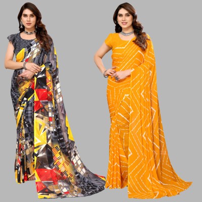 Anand Sarees Printed Bollywood Georgette Saree(Pack of 2, Multicolor)