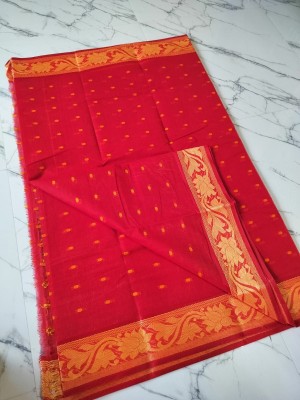 Dutta Printed Tant Pure Cotton Saree(Red)