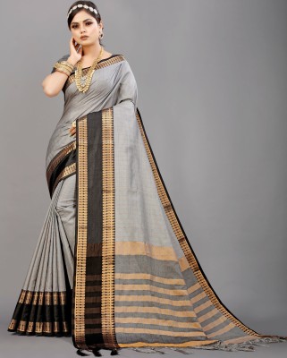 Miswa Woven, Checkered, Dyed Bollywood Cotton Silk, Tussar Silk Saree(Grey)