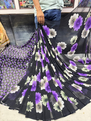 HouseOfCommon Printed Jamdani Cotton Blend Saree(Multicolor)