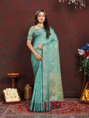 DRAVYA WOMEN Woven Bollywood Jacquard, Pure Silk Saree(Light Green)