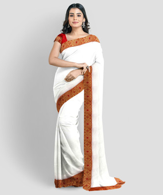 LUVITUS Solid/Plain Chanderi Chanderi Saree(Red)