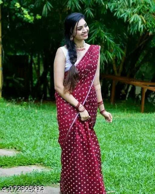 Vikash fab Hand Painted Handloom Chanderi Saree(Maroon)