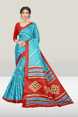 Vimalnath Synthetics Printed Kalamkari Cotton Blend Saree(Blue)