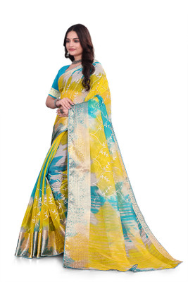 Aarunika SBT Solid/Plain Bollywood Organza Saree(Light Blue)