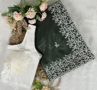 RUCHKET Embroidered Bollywood Net Saree(Light Green)