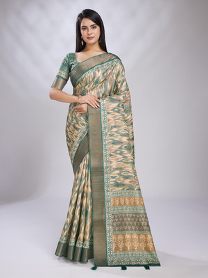 RekhaManiyar Printed Bollywood Silk Blend Saree(Light Green)