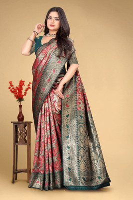 SIDDHESHWAR Self Design Assam Silk Lycra Blend Saree(Green)