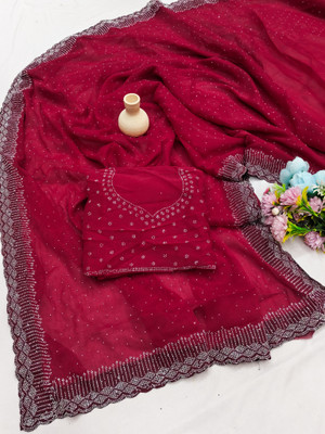 LADDU SAREES Embellished Bollywood Georgette Saree(Pink)